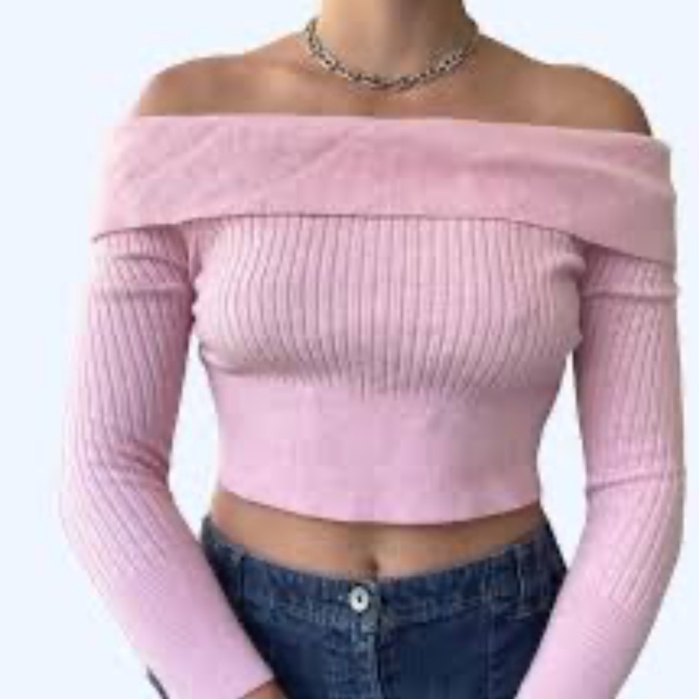 Off-Shoulder Pink Sweater